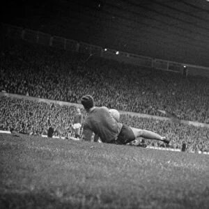 Manchester Uniteds Bobby Charlton takes a shot at goal during the league match