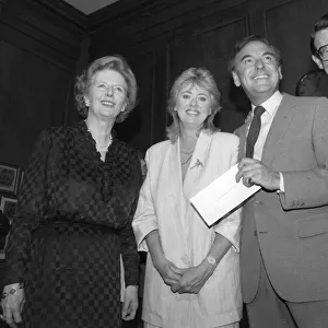 Margaret Thatcher with celebrities Wincey Willis, Bob Monkhouse