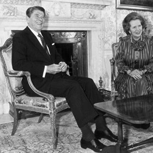 MARGARET THATCHER AND PRESIDENT RONALD REAGAN IN 10 DOWNING STREET - 5TH JUNE 1984