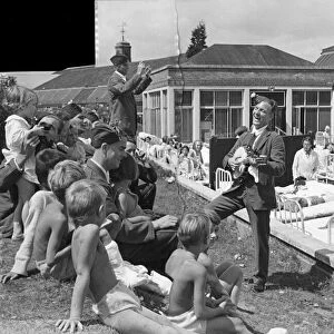 Members of the RAF entertain the children at a childrens hospital. Location unknown