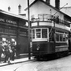 Merthyr Tydfil - Two trams at the terminus in Merthyr town centre
