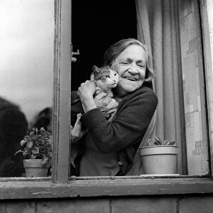 Mrs Eliza Mooney and her cat prudence May 1971 Thieves broke into Mrs Mooney