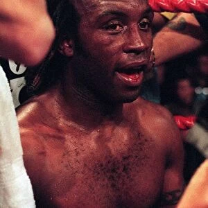 Nigel Benn Boxer after loosing to Steve Collins Boxer sitting back on his stool