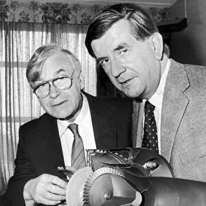 Noel Penny (left) with John Ling Euro MP and a model of a Turbo turbine. 9th May 1989