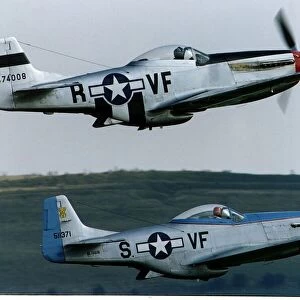 North American P51D Mustang fighters in flight at the Wroughton Air Show