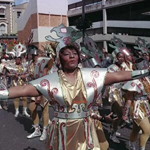 Notting Hill Carnival August 1988 Female dancers dressed up during the carnival
