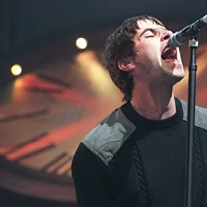 Oasis concert Aberdeen September 1997 Liam Gallagher on stage at Exhibition