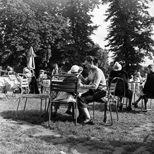 Open air cafe in Hyde Park, London. 30th July 1954