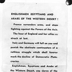 Pamphlet dropped on Allied troops in North Africa after the defeat in Dunkirk