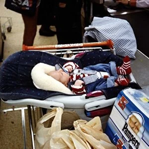 Patsy Kensit actress with her new baby shopping in Sainsburys