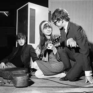 Peter Asher and Gordon Waller rehearse with Peters sister Jane Asher at the EMI