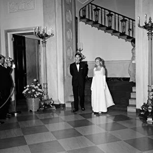 Prince Charles at the White House, Washington, alongside Tricia Nixon. 19th July 1970