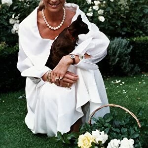 Princess Michael Of Kent with a cat on her lap September 1993