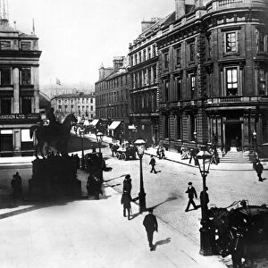 Queen Street corner with Ingram Street at Exchange Square Victorian Glasgow street scene