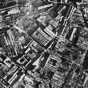 RAF Photo Reconnaissance image taken after a heavy raid on the Krupps Works at Essen by