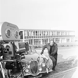 Richard Burton during location filming of "The Villain"