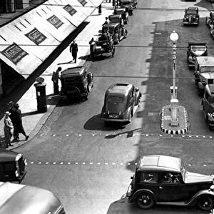 Road traffic scene from Newcastle in 1938