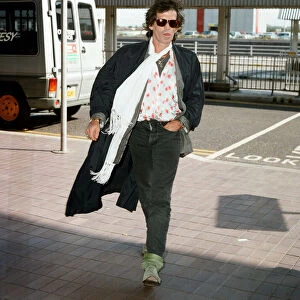 Rolling Stones: Keith Richards at London Heathrow Airport. 22nd September 1988