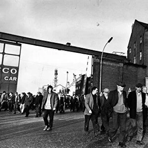 Scott Lithgow staff leave dock yard after first day at work. 1967