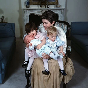 Sharon Osbourne is pictured with her three children, Aimee, Kelly and Jack. Circa 1986