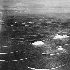 Ships of the US 3rd fleet and of the British Pacific fleet off the Japanese coast