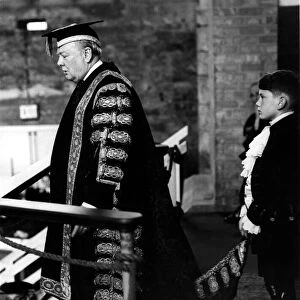 Sir Winston Churchill addressing the congregation after the degree presentation at