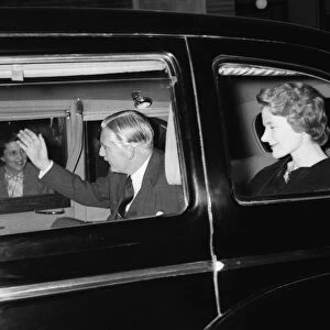 Suez Crisis 1956 The Prime Minister Anthony Eden waves to onlookers as he leaves