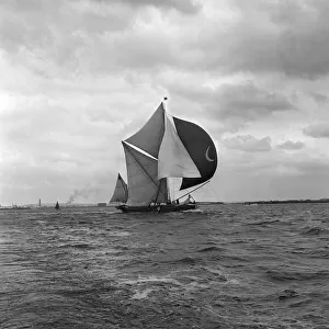 Thames sailing barge race June 1962 A Barge under full sail off the Essex