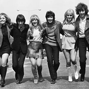 The Tremeloes seen here at Heathrow Airport with their girlfriends 26th April 1969