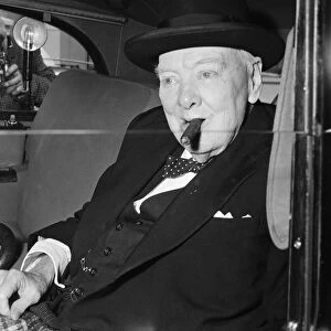 Winston Churchill leaves for the House of Commons for the last time as he retires as a