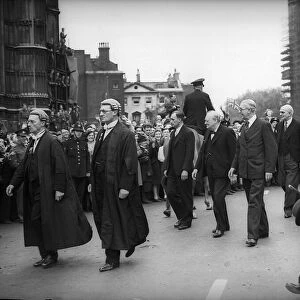 Winston Churchill on his way to the Houses of Parliament on VE day for victory service