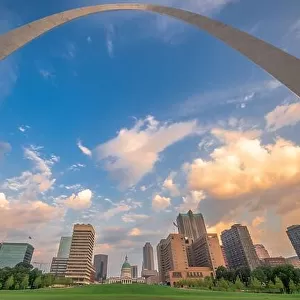 Downtown St. Louis, Missouri, USA viewed from below the arch