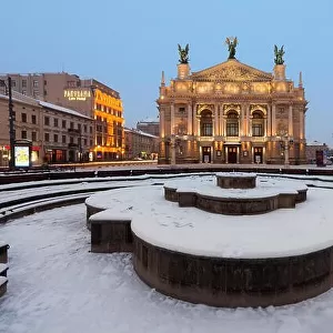 Solomiya Krushelnytska Lviv State Academic Theatre of Opera and Ballet in winter time