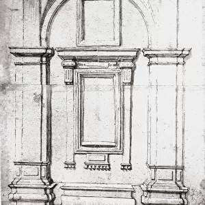Architectural drawing, from the Renaissance period, in the Gabinetto dei Disegni e delle Stampe at the Uffizi Gallery, Florence
