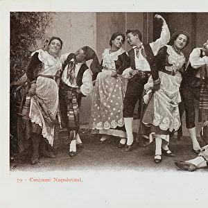 Costumes of Naples. Portrait of a group, postcard