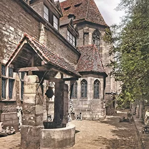Detailed image of the internal courtyard of the Charterhouse of Nuremberg, now building of the Germanisches Nationalmuseum