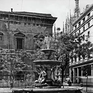 The fountain in Piazza Fontana, Milan. Sculpture by Giuseppe Franchi