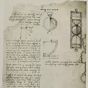 Notes on motion, writings by Leonardo da Vinci, belonging to the Codex Arundel 263, c.242v, housed in the British Museum, London