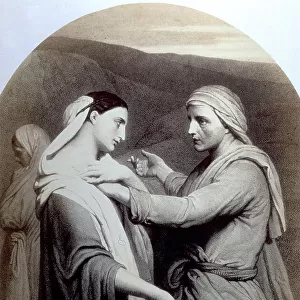 Picture of an engraving of Ruth and Noemi, a painting by Scheffer