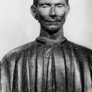 Portrait bust of Niccol Machiavelli, polychrome terracotta, in the Palazzo Vecchio, Florence