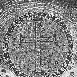St. Apollinare praying and a cross, detail of the mosaic decoration of the apsidal basin in the Basilica of S. Apollinare in Classe, Ravenna