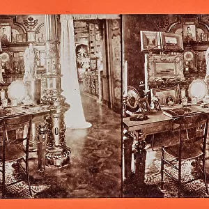 Study of Archduke Ferdinand Maximilian, also called on-board cabin or Novara room, inside the Miramare Castle in Trieste. Stereoscopic image