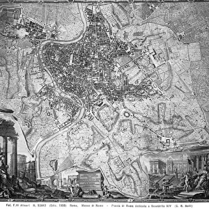 "The new map of Rome" dedicated to Pope Benedict XIV, engraving, Giovan Battista Nolli (1692-1756), National Roman Museum, Terme di Diocleziano, Rome