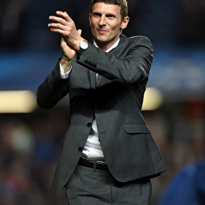 Former Chelsea Star Tore Andre Flo Pays Tribute to Fans at Stamford Bridge During Champions League Match against Galatasaray (18th March 2014)