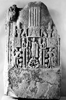 The adoration of Buddha. Marble relief, late 2nd century A.D, from the stupa at Nagarjunikonda, Guntur District, Madras The adoration of Buddha. Marble relief, late 2nd century A.D, from the stupa at Nagarjunikonda, Guntur District, Madras