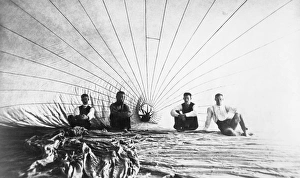 American aeronauts John G. Doughty and Alfred E. Moore photographed with two assistants American aeronauts John G. Doughty and Alfred E. Moore photographed with two assistants