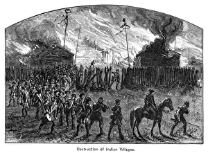 American forces under General John Sullivan destroy an Iroquois village during their American forces under General John Sullivan destroy an Iroquois village during their