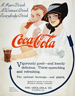 <b class=qtipBold><figcaption>American magazine advertisement</figcaption></b><br>COCA-COLA AD, 1914. American magazine advertisement.<br><em>© none</em> American magazine advertisement