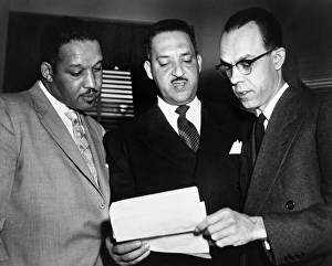 ANTI-SEGREGATION, 1953. Harold Boulware, Thurgood Marshall, and Spottswood Robinson ANTI-SEGREGATION, 1953. Harold Boulware, Thurgood Marshall, and Spottswood Robinson