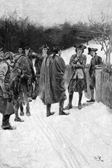 After arriving on horseback from Boston, Massachusetts, Paul Revere warns Major John After arriving on horseback from Boston, Massachusetts, Paul Revere warns Major John